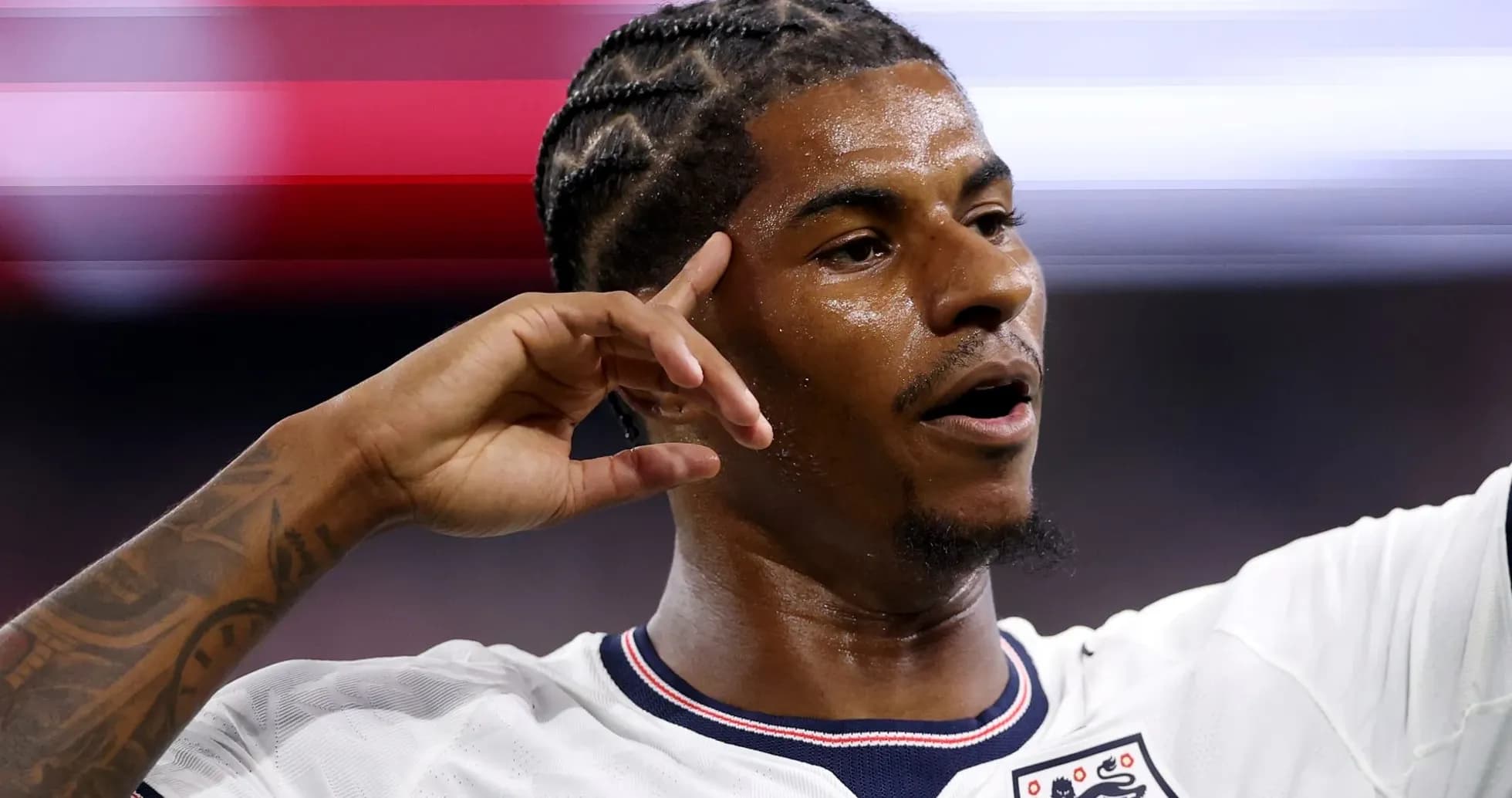 Player celebrating with hand gesture during match
