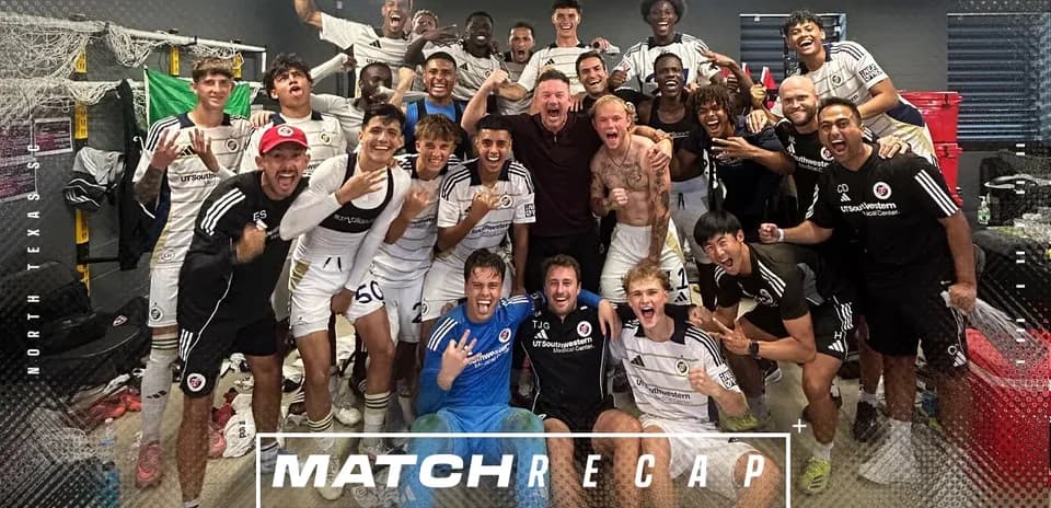 North Texas SC team celebrating victory