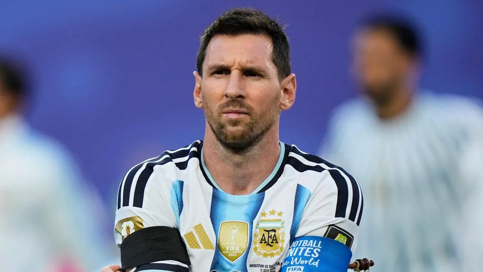 Player wearing Argentina jersey before match