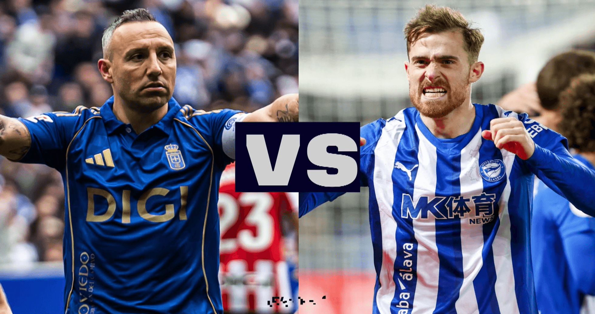 Oviedo and Alaves players competing in La Liga