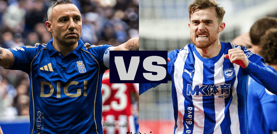 Oviedo and Alaves players competing in La Liga