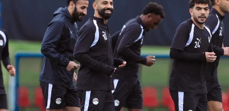 Egyptian players training before World Cup match