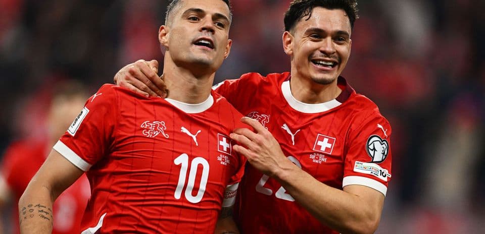Switzerland players celebrating during match