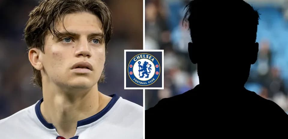 Chelsea player looking serious next to silhouette