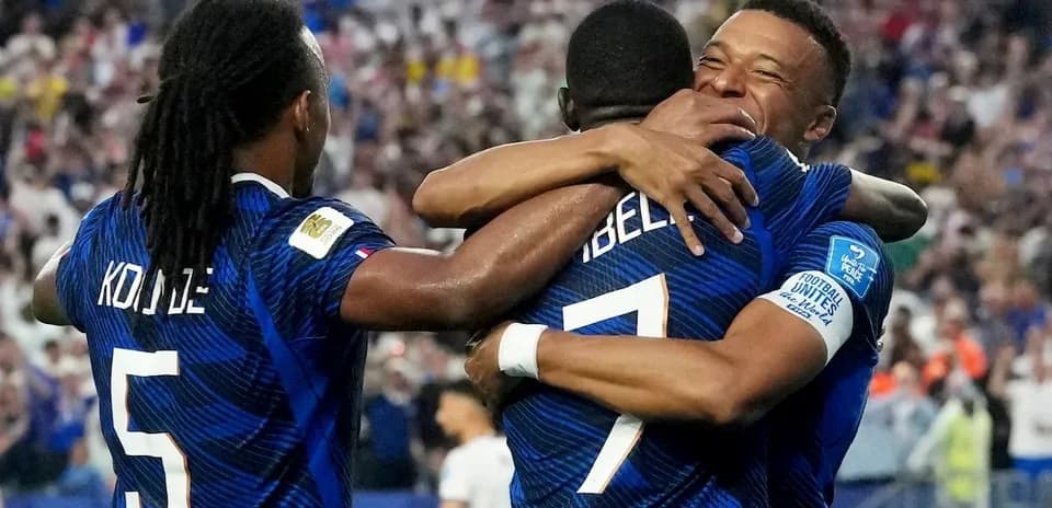 French players celebrating during World Cup match