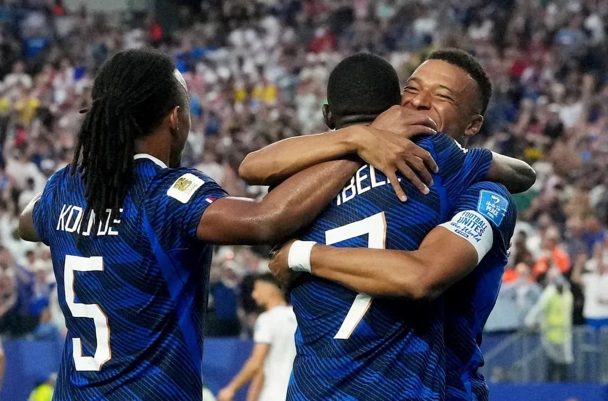 French players celebrating during World Cup match