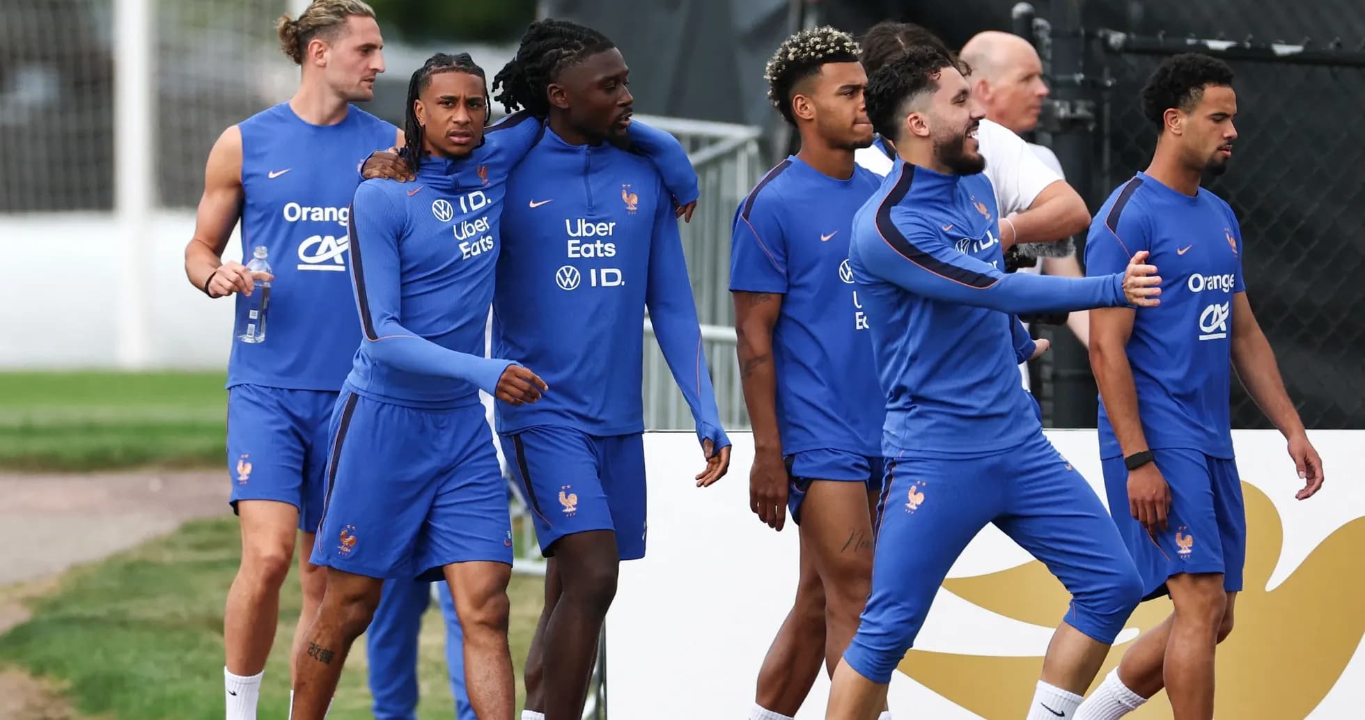 France national team players walking during training session