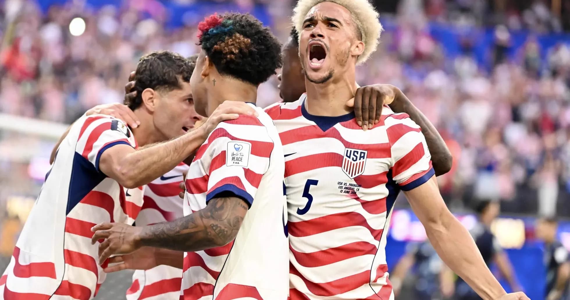 USA players celebrating during World Cup match