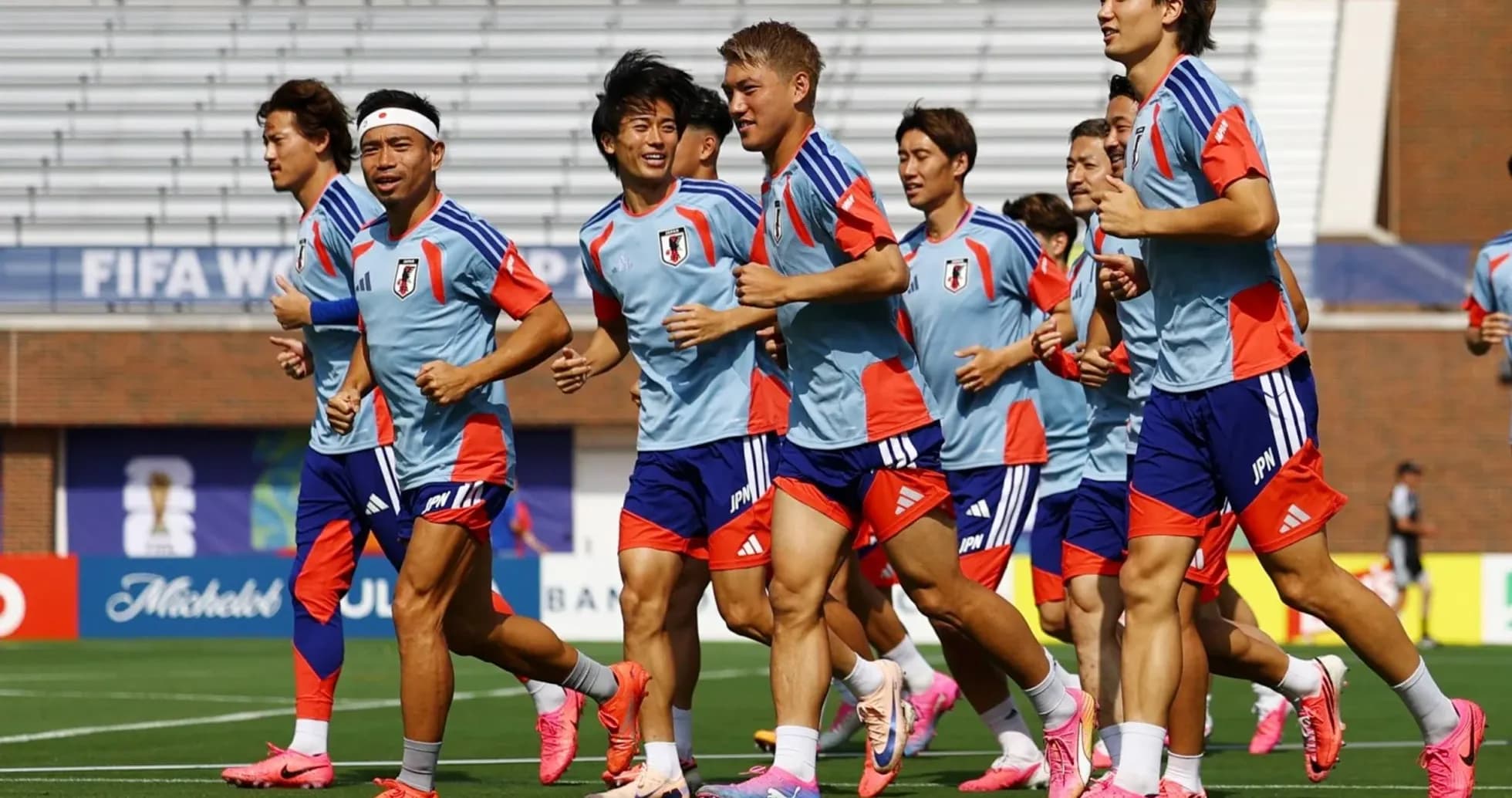 Japan national team jogging during training session