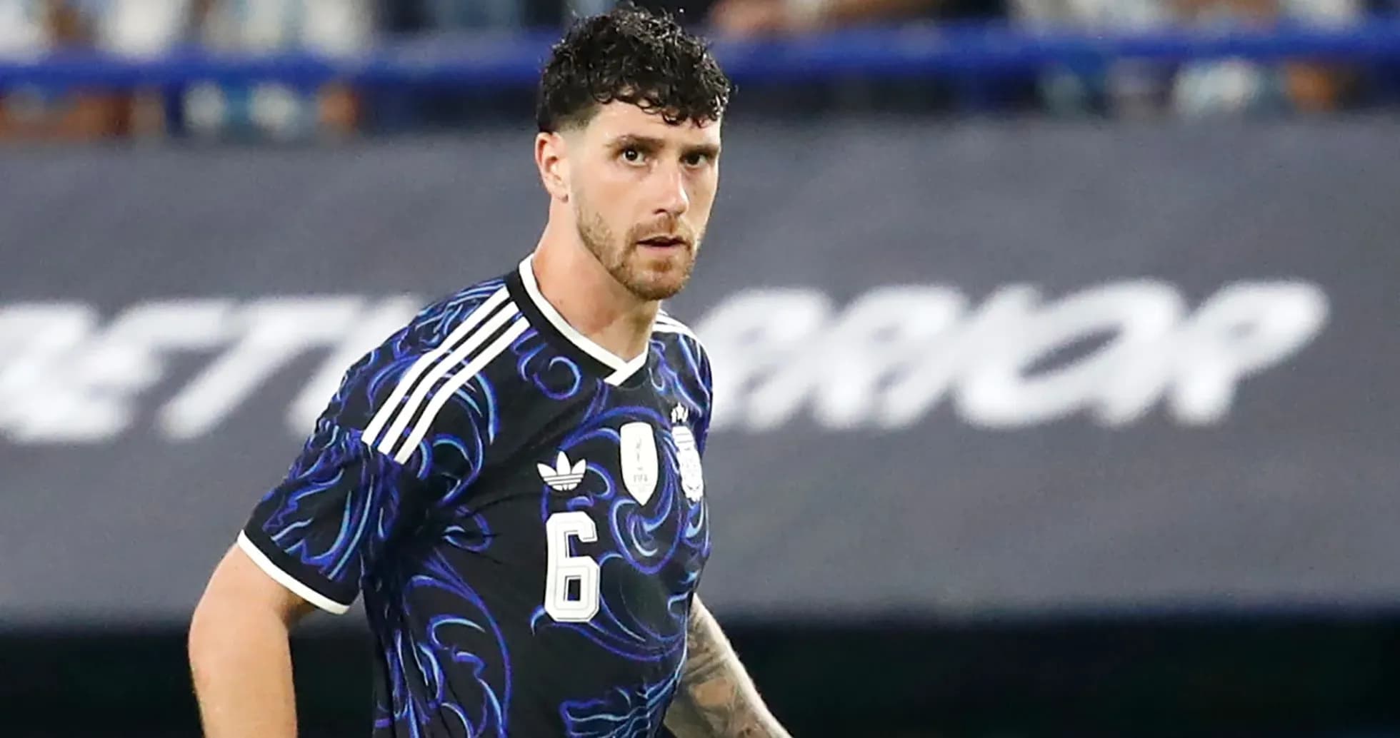Player wearing Argentina jersey during match
