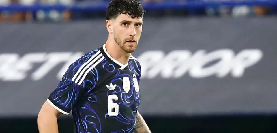 Player wearing Argentina jersey during match