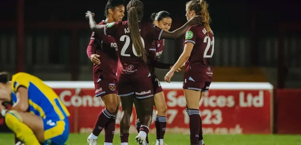 West Ham Women celebrating a goal during match
