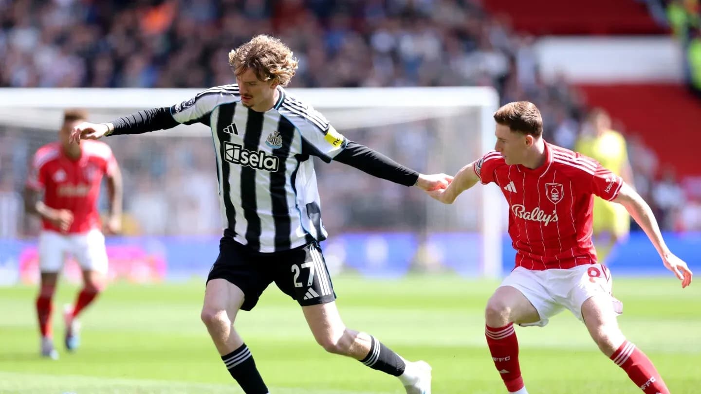 Newcastle player challenges Nottingham Forest opponent