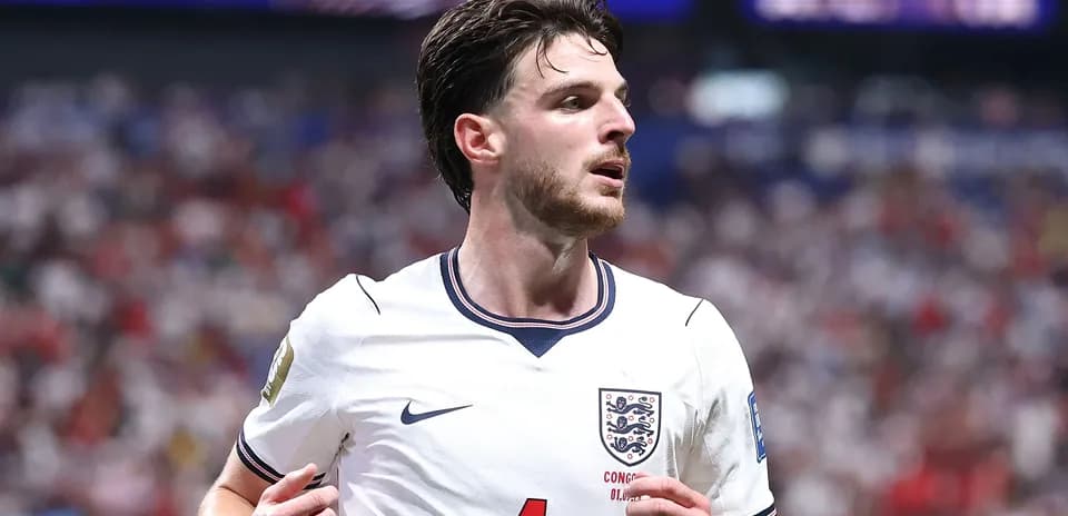 Player wearing England kit during match action