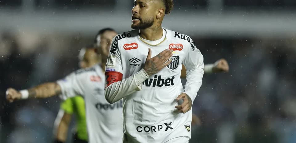 Neymar celebrating a goal for Santos FC