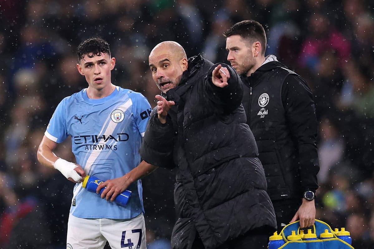 Pep Guardiola instructing player during match