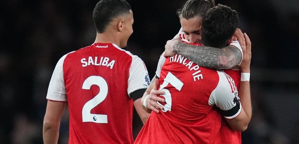 Arsenal players celebrating during match against Burnley