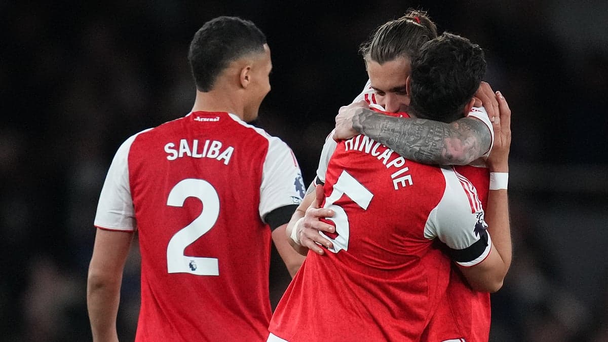 Arsenal players celebrating during match against Burnley