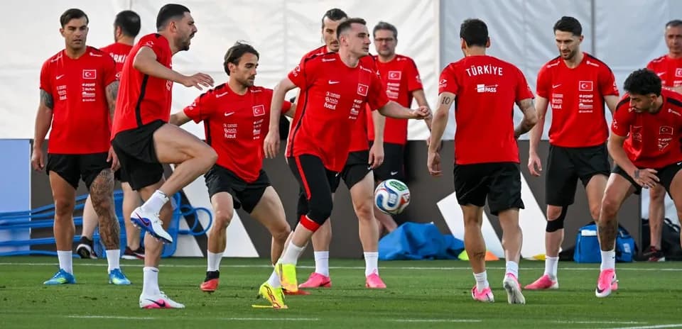 Turkey team practicing before World Cup match