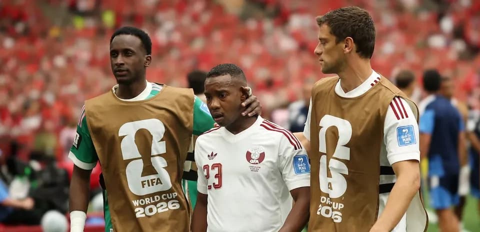 Players leaving the field during a World Cup match