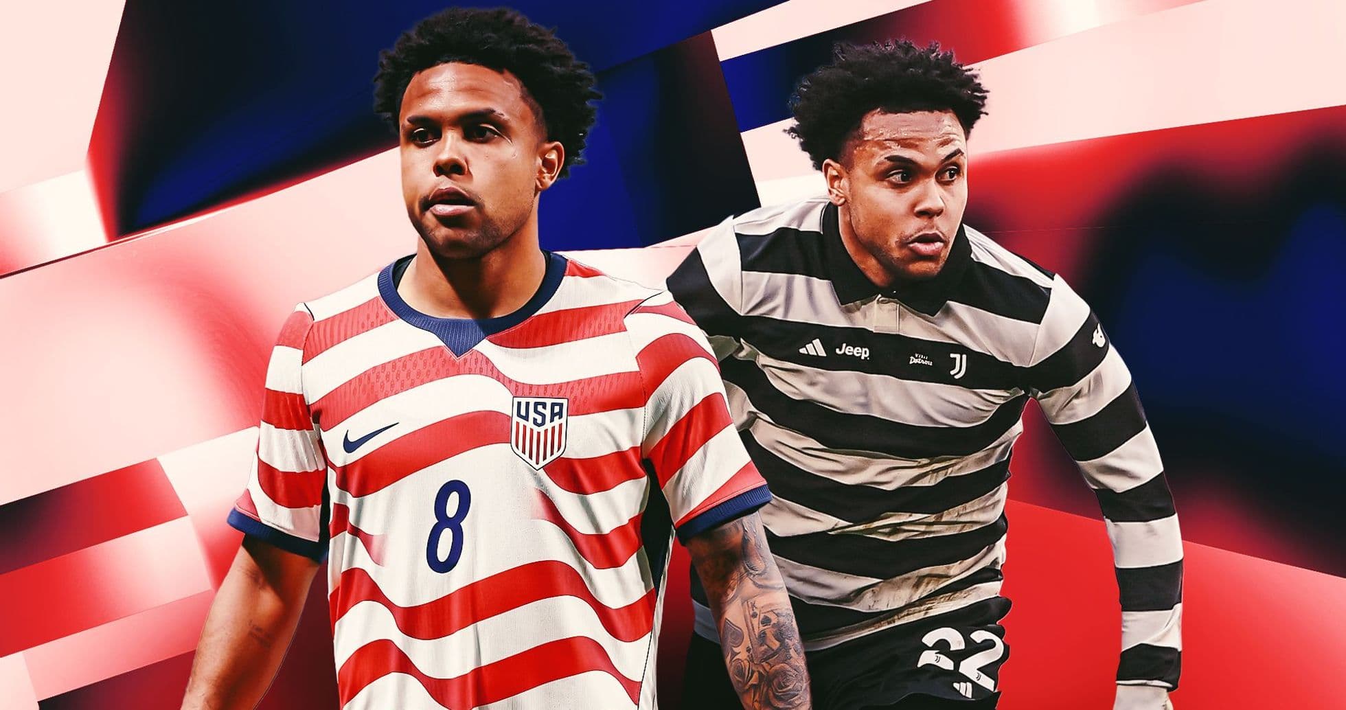 Player wearing USA and Juventus jerseys
