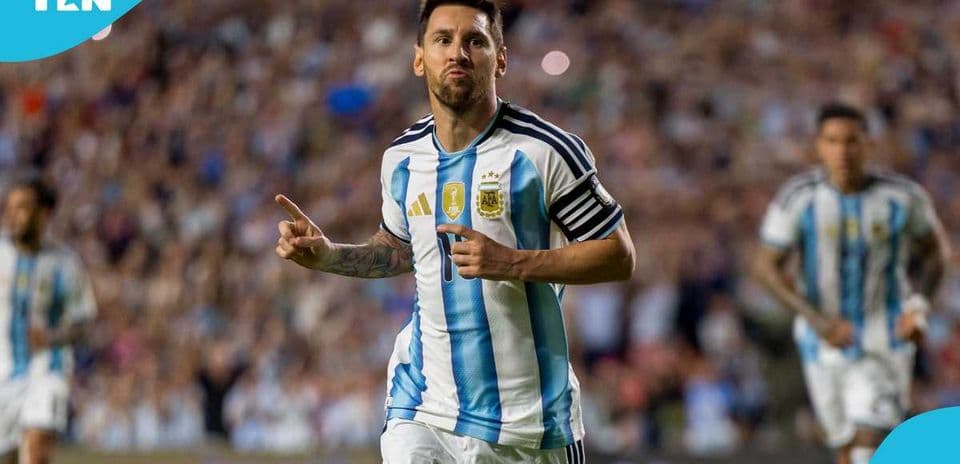 Lionel Messi celebrating a goal for Argentina