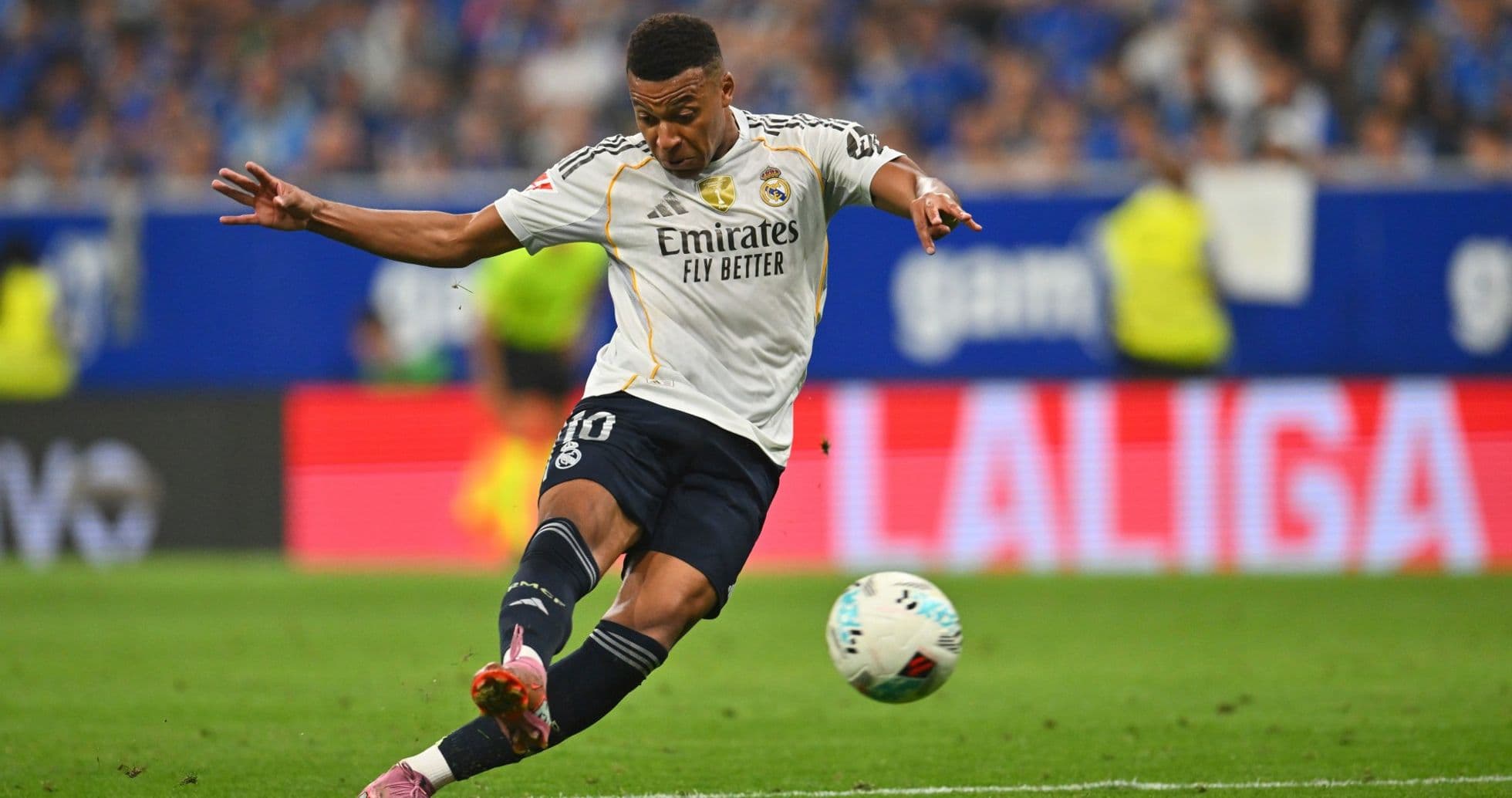 Player kicking ball during Real Madrid match