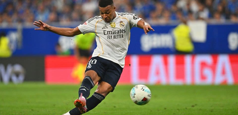 Player kicking ball during Real Madrid match