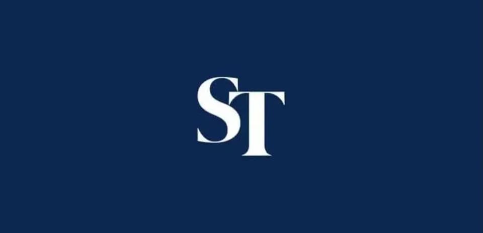 Logo of ST on a dark blue background
