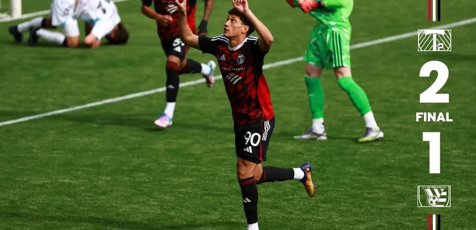 Player celebrating goal during Timbers II match