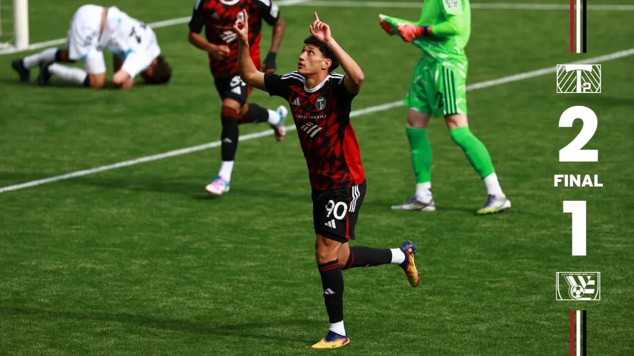 Player celebrating goal during Timbers II match