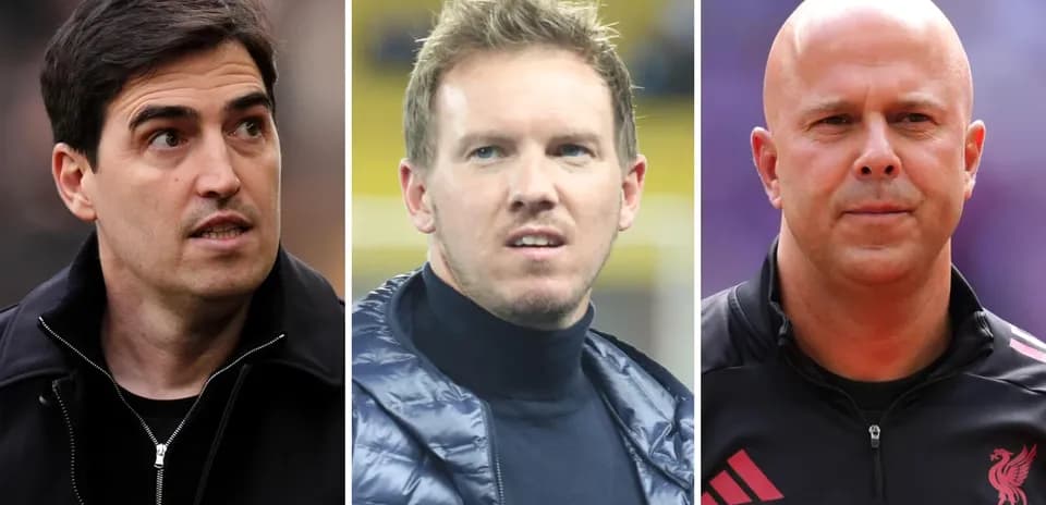 Three football managers in different jackets