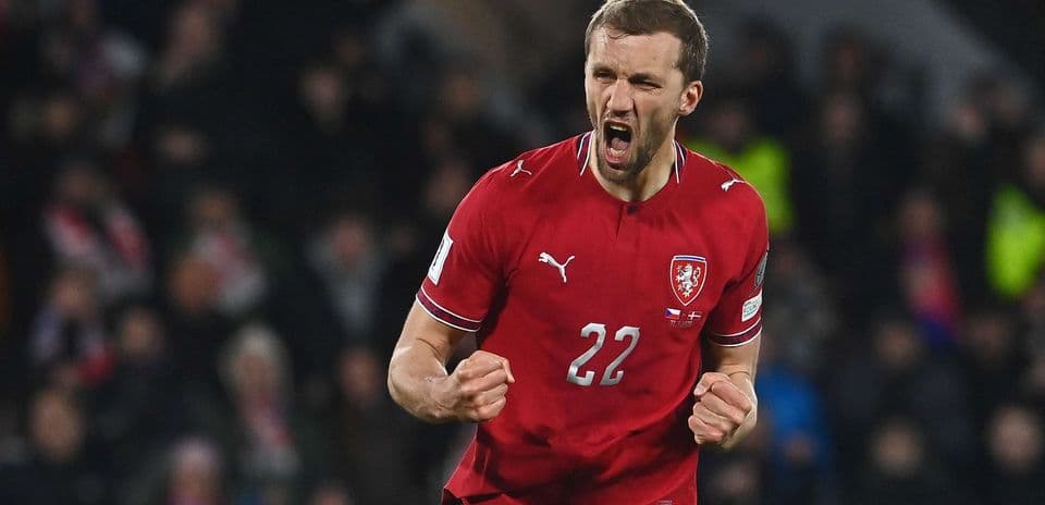Czech player celebrating a goal during match
