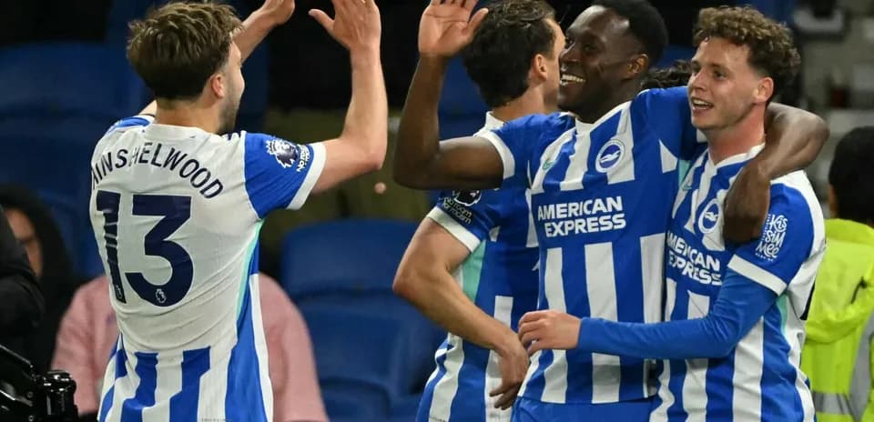 Brighton players celebrating a goal