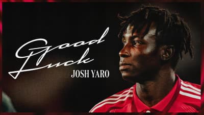 Josh Yaro in red jersey with motivational text