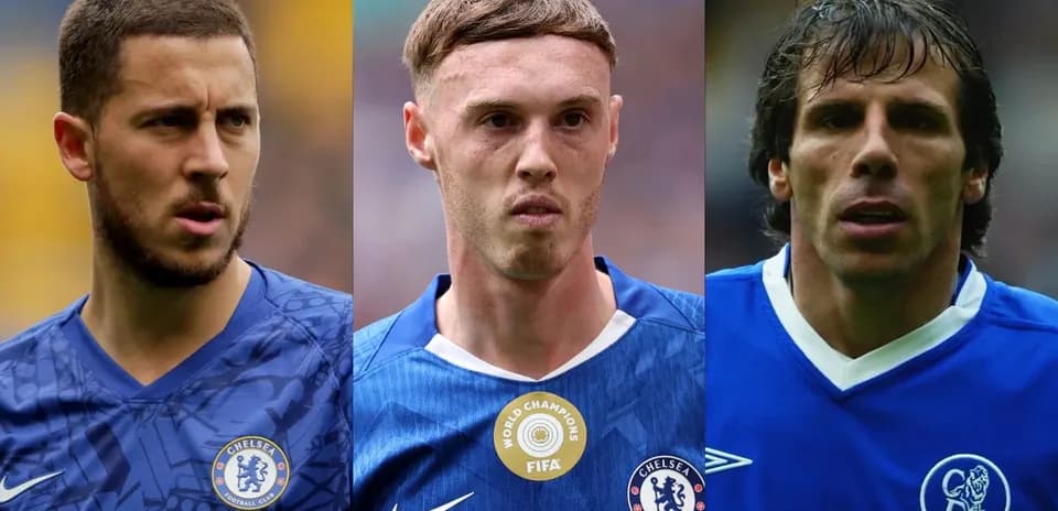 Three Chelsea players in team jerseys