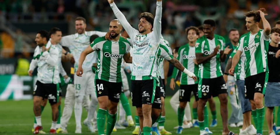 Real Betis players celebrating after match victory