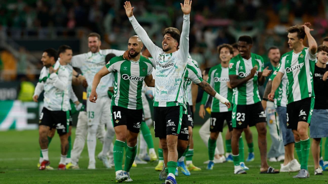 Real Betis players celebrating after match victory