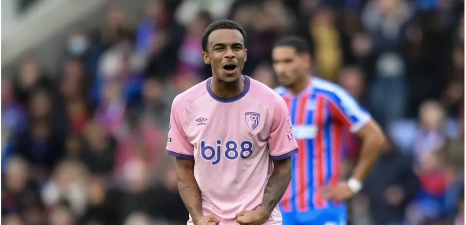 Bournemouth player celebrating during match against Crystal Palace