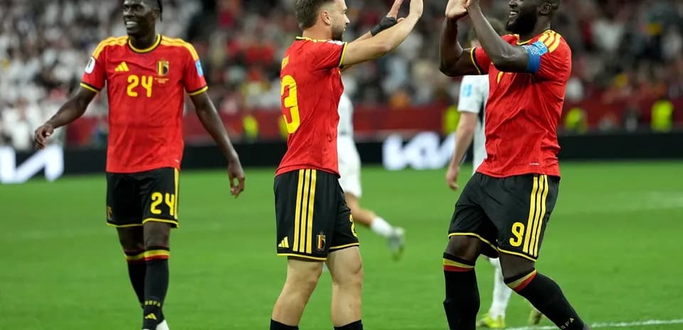 Belgium players celebrating during World Cup match
