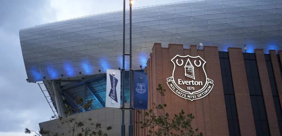 Everton Football Club's stadium exterior with logo