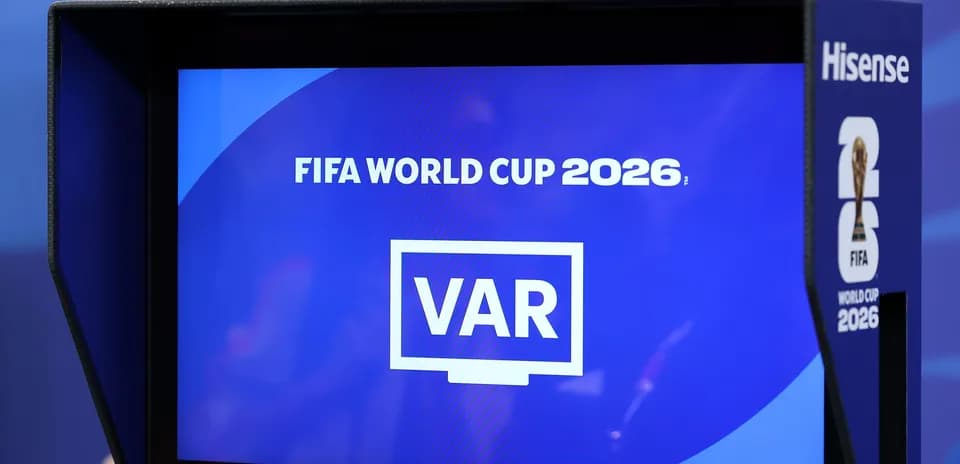 VAR monitor displaying FIFA World Cup 2026 logo