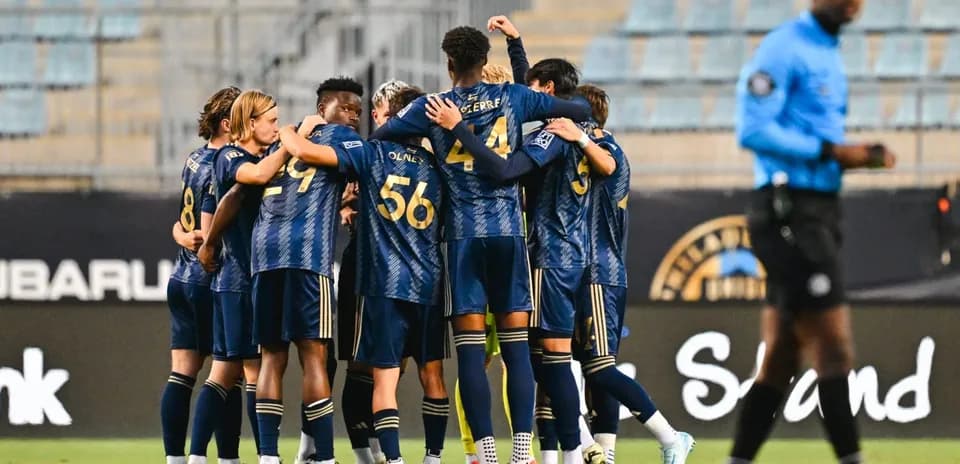 Philadelphia Union II players celebrating a goal