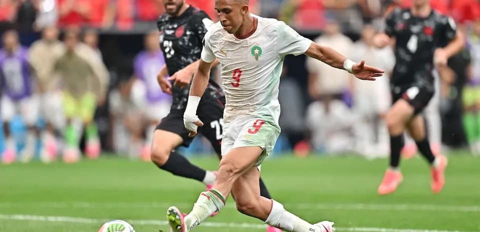 Moroccan player kicking ball during World Cup match