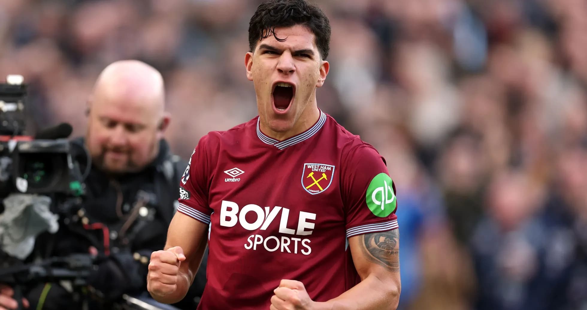 West Ham United player celebrating on the pitch