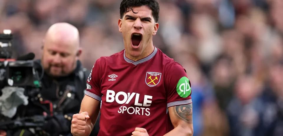West Ham United player celebrating on the pitch