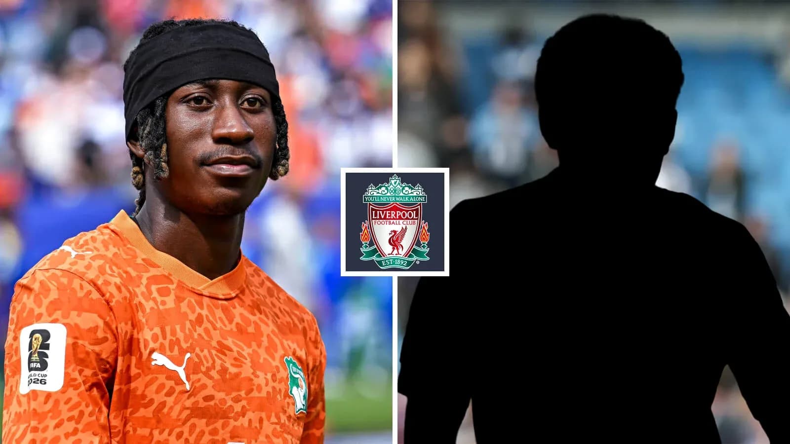 Goalkeeper in orange jersey with Liverpool logo