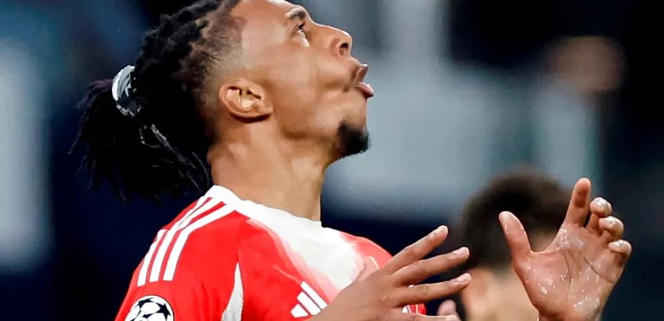 Player looking upwards during a Champions League match