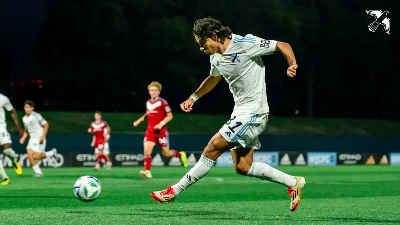 Player kicking ball during Chicago Fire II match