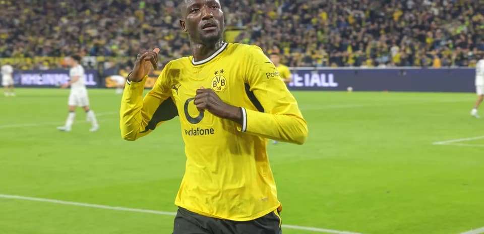 Player celebrating goal during Borussia Dortmund match